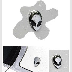 2pcs Chrome Metal 3D Alienware Head Auto Logo Sticker Badge Emblem Car Decal A