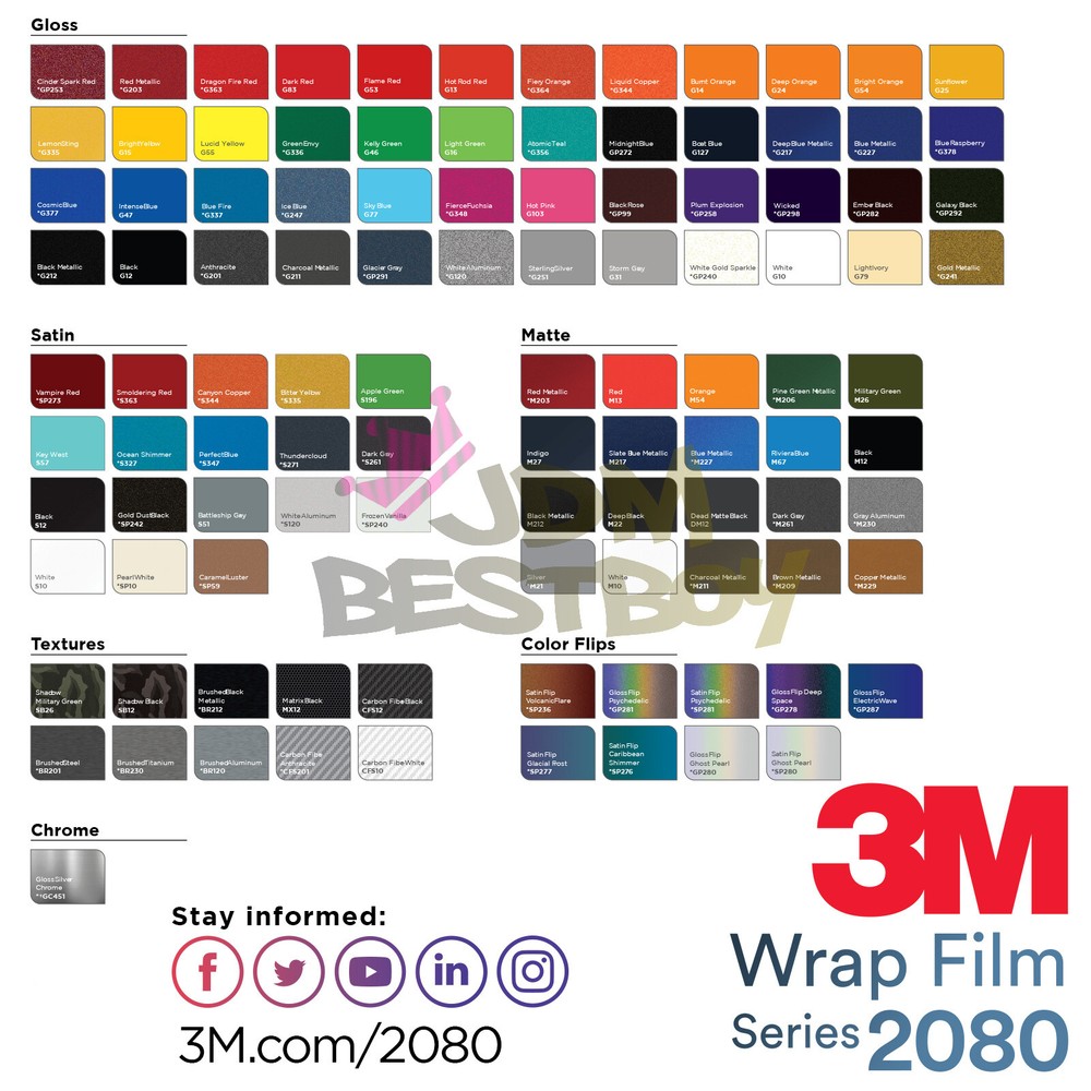 3M 2080 Gloss Satin Matte Carbon Fiber Flip Vinyl Wrap Vehicle Film Decal Sheet