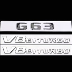 4PCS Chrome BADGES FOR MERCEDES G-CLASS G63+AMG+V8 BITURBO EMBLEMS W464