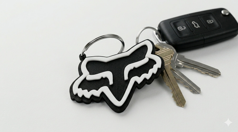 Custom MX Racing Style Sponsor Keychain – Black & White Motocross Dirt Bike