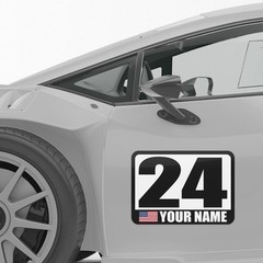 Custom Number Name Flag Magnet Racing Car Track Day x1 14″H x 20″W