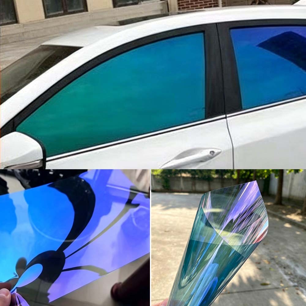 20”x118” UV Proof Car Side Glass Film 60%VLT Blue Chameleon Glass Tint