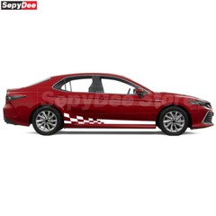 Car Body Chckered Graphic Door Side Stripe Sticker Decal for Toyota Camry