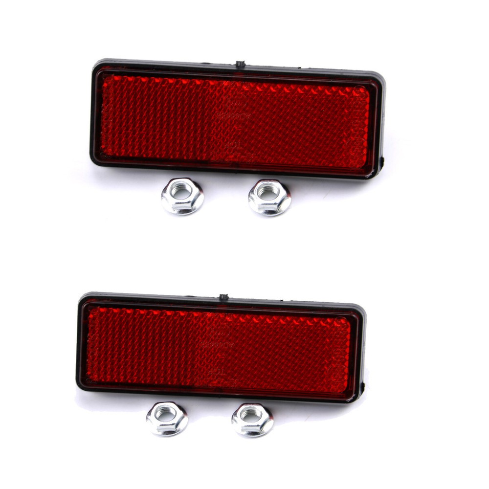 2 Pcs Universal Red Warning Rectangle Reflector For Car Motorcycle ATV Dirt Bike