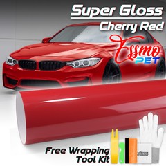 ESSMO PET Super Gloss Cherry Red Car Vehicle Vinyl Wrap Decal Glossy Sticker