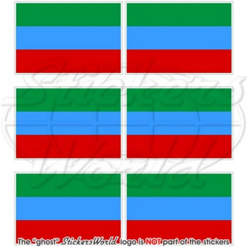 DAGESTAN REPUBLIC Flag, Daghestan RUSSIA 40mm (1.6″) Stickers Decals x6