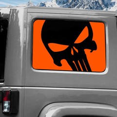 Rear Window Wrap Graphic Decal for Jeep Wrangler 2011-2020 SKULL ORANGE