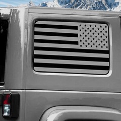 Rear Window Wrap Graphic Decal for Jeep Wrangler 2011-2020 USA FLAG SILVER