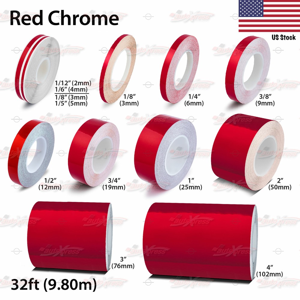 RED CHROME Roll Vinyl Pinstriping Pin Stripe Car Motorcycle Tape Decal Stickers