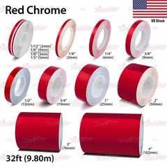RED CHROME Roll Vinyl Pinstriping Pin Stripe Car Motorcycle Tape Decal Stickers