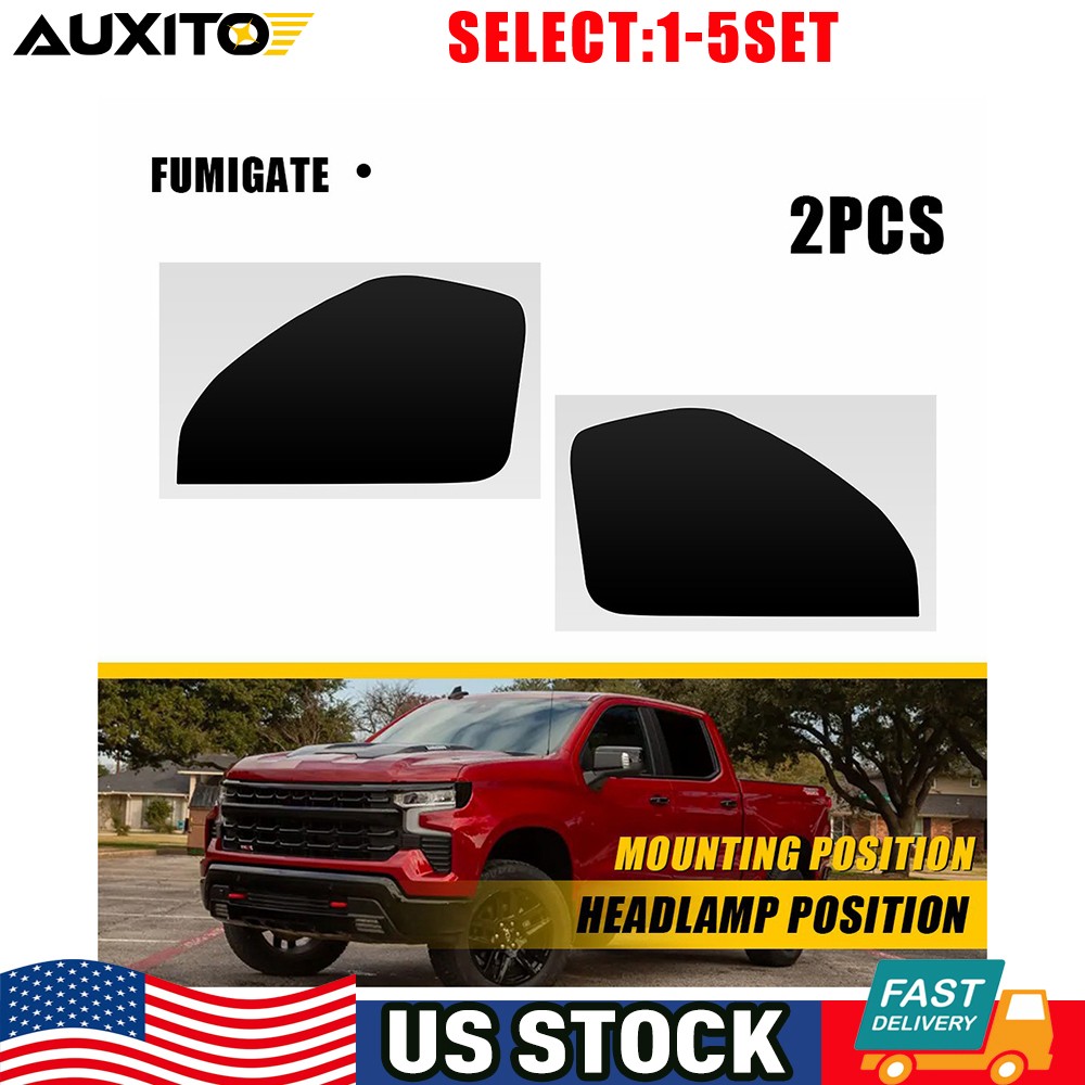 For 2022-2025 Chevy Silverado 1500 Headlight Side Marker SMOKE Precut Tint 2-10X