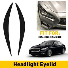 2-20 Headlight Eyelid Trim Cover Eyebrow for Infiniti Q50 2014-2023 Glossy Black