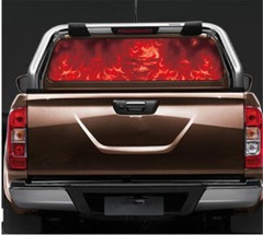 Rear Window Flame Skull Graphic Sticker Waterproof Fit For Ford F150 1999-2022