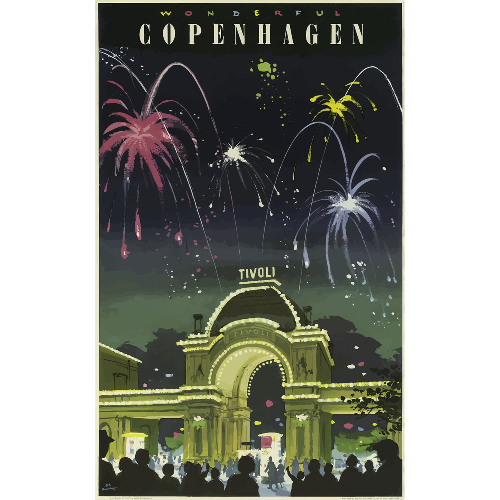 Copenhagen Sticker 4″ Travel World Tourist Visit Retro Vintage Style Art Color