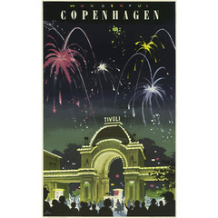 Copenhagen Sticker 4″ Travel World Tourist Visit Retro Vintage Style Art Color