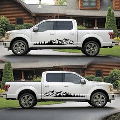 Fit For Toyota Tacoma Tree Mountain Forest Decal Car Side Body DIY Sticker Trim