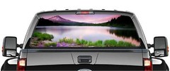 MOUNTAIN LAKE PICK-UP TRUCK BACK WINDOW GRAPHIC DECAL PERFORATED VINYL