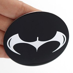 4Pcs 65mm Black Silver Batman Logo Car Truck Wheel Center Hub Cap Badge Stickers