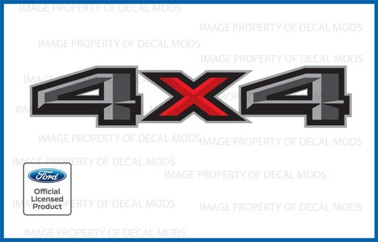 (2x) Ford F150 4×4 Decals Stickers red gray red black bed side graphics FH1A6