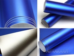 36″ x 60″ Satin Matte Chrome Metallic Deep Blue Vinyl Film Wrap Bubble Free