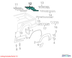 2007-2014 Toyota Tacoma Tundra New OEM 75996-0C050-A2 TRD Off-Road Bed Decal RH