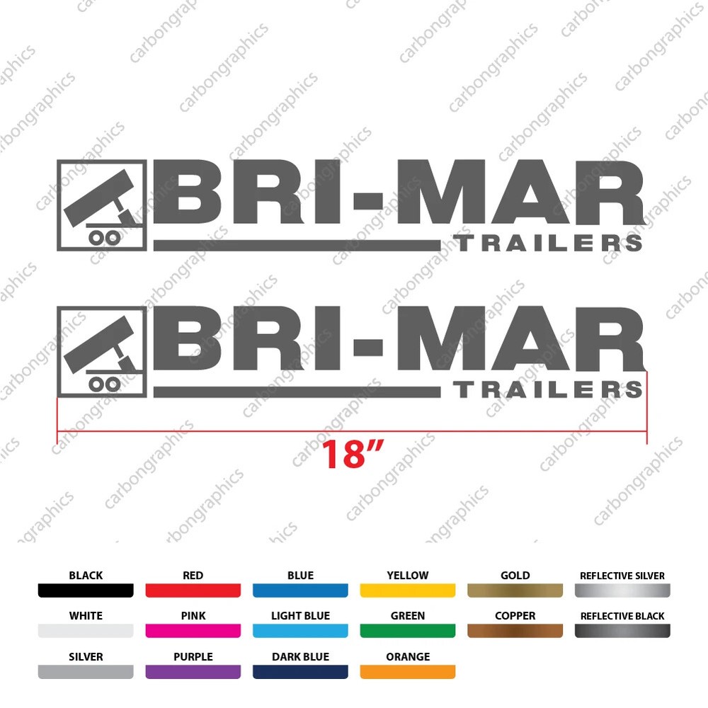 18” Bri-Mar Trailers Logo Decal Sticker – Pair (x2)