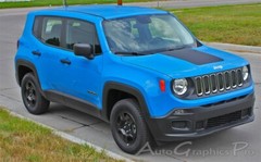 Vinyl Graphics Center Trailhawk HOOD Stripes Decals for 2014-2021 Jeep Renegade
