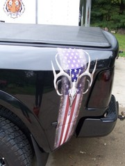 PAIR Americn Flag Deer Camouflage Truck Bed Stripe Decals Stickers