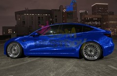 PET Damascus Steel Forged Gloss Royal Blue Car Vinyl Wrap Decal Sticker Film