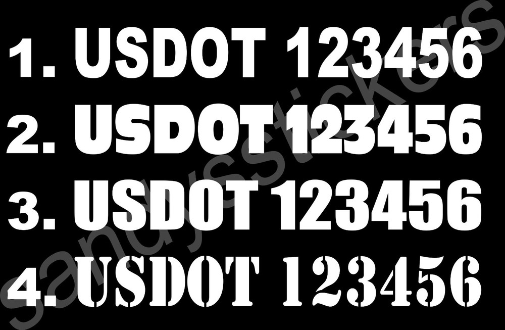 2x USDOT Custom Numbers Vinyl Decals – Set of 2 – Pick Font and Color – 2″ Tall