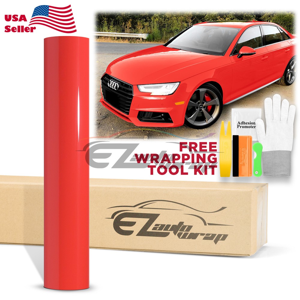 High Gloss Red Glossy Car Vinyl Wrap Sticker Decal Sheet Film DIY Air Release