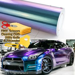 120″ x 60″ Gloss Metallic Chameleon Purple Teal Vinyl Film Wrap Air Bubble Free