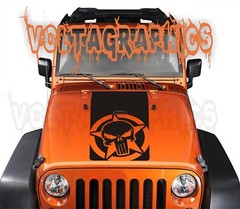 Vinyl Hood Decal for Jeep Wrangler/Gladiator The Punisher Angry theme Blackout