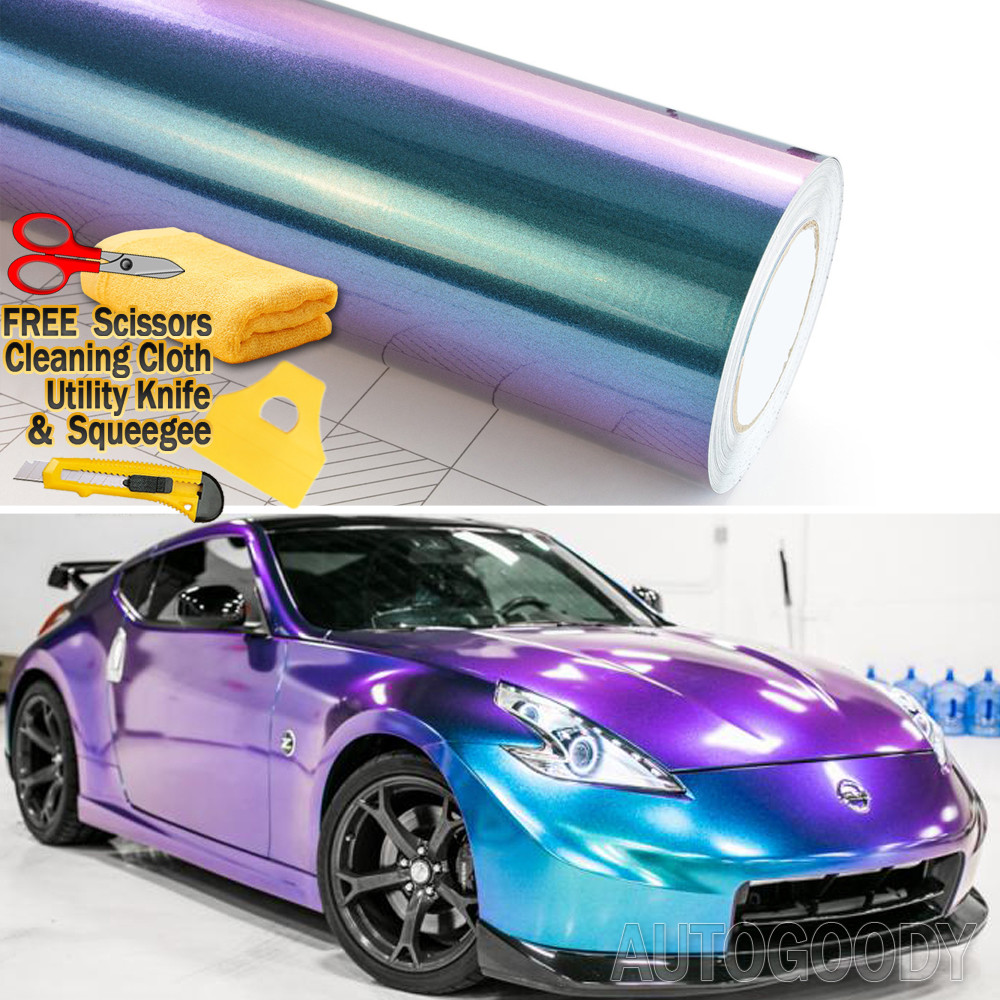 36″ x 60″ Gloss Metallic Chameleon Purple Teal Vinyl Film Wrap Air Bubble Free