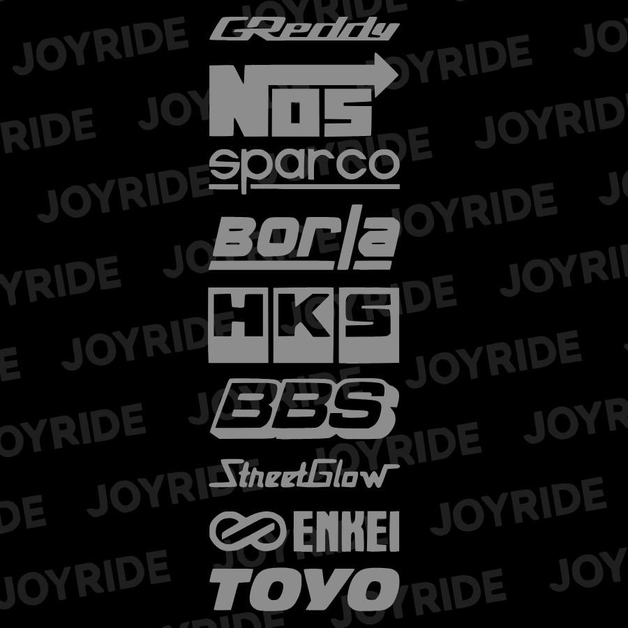 9 Car Automotive Sponsor Decals Pack JDM Drift Racing Sport Logos Aftermarket