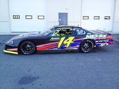 Blue Triple Flames Dirt – Late Model, Dirt Modified Race Car Side Wrap & Numbers