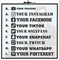 Custom Username Social Media Sticker – Instagram, Snapchat, Youtube, Twitch