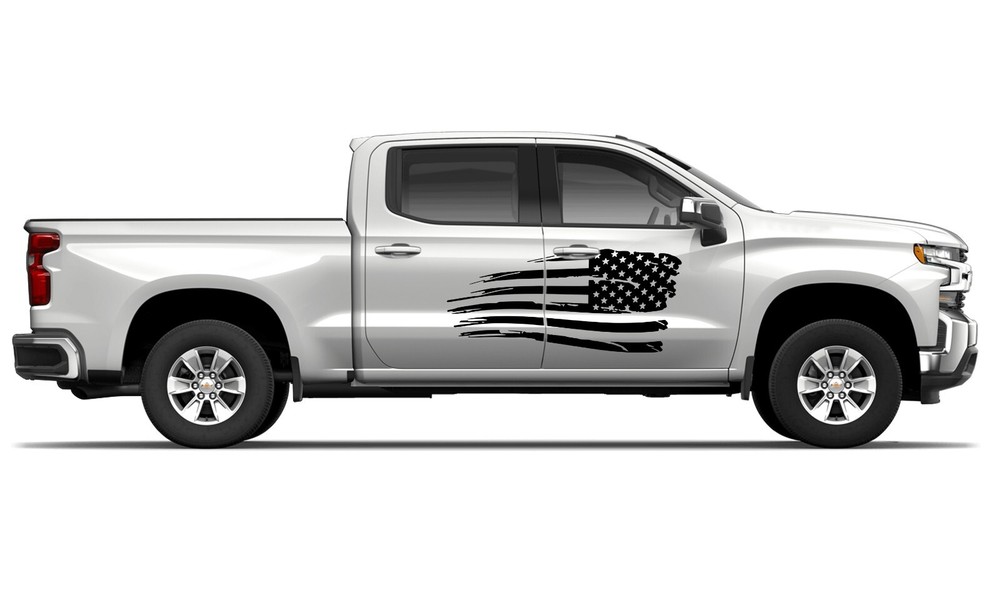 Door US flag graphics stickers decal compatible with Chevrolet Silverado