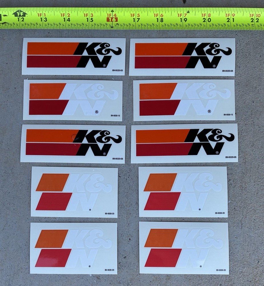10 K&N filters authentic original racing decals stickers NHRA NASCAR INDYCAR F1