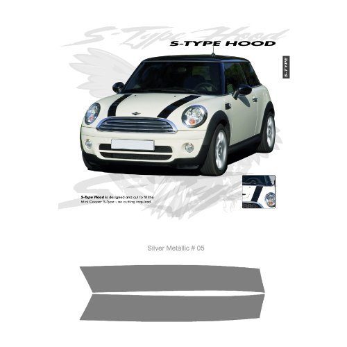 Mini Cooper Cooper S Style Hood Stripes Graphic Kit – Metallic Silver