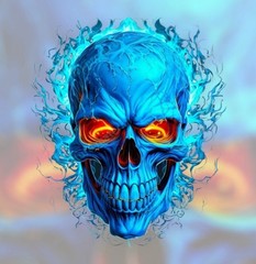 LED BLUE FIRE SKULL DEAD MARINE FIRE SOLDIER GHOST RIDER 2” VINYL STICKER DECAL