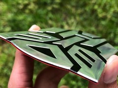 (2 PACK) ALUMINUM Transformers Autobots Optimus Prime Car Sticker Decal Emblem