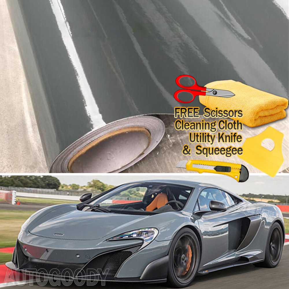 60″ x 60″ Super Gloss Glossy Nardo Gray Vinyl Film Wrap Air Bubble Free 5ftx5ft