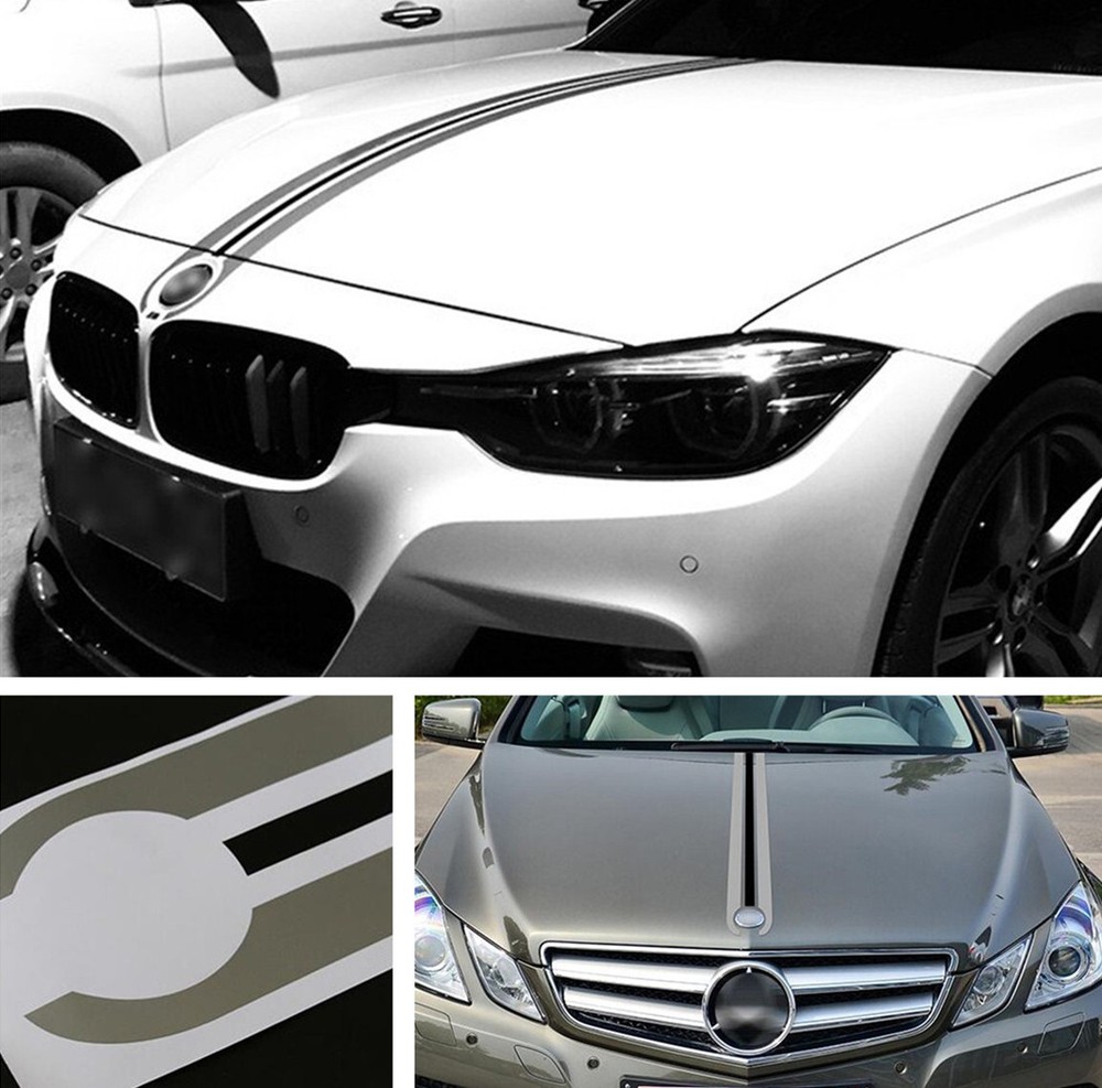 130X12.1CM Car Hood Racing Stripes Lines Decals Stickers for BMW Mercedes Benz