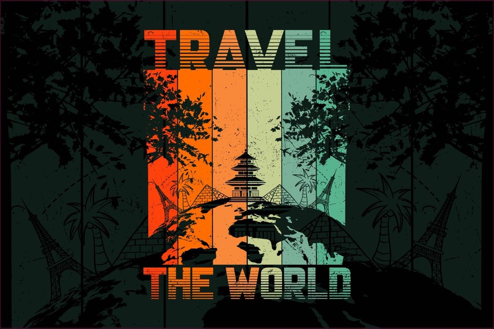Travel the World Rectangle Explore Vinyl Bumper Sticker Window Decal