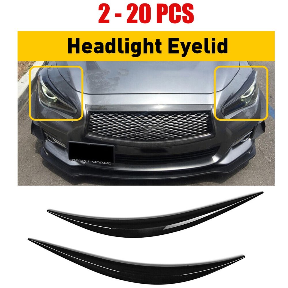 2-20PCS Black Headlight Eyebrows Eye Lids Cover Trim for 2014-2023 Infiniti Q50
