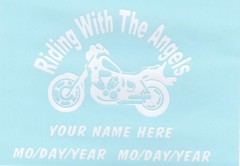 Riding with the Angels plain white Vinyl Car,Window or Wall Decal