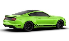 Wavy flag side stripes graphics stickers decals compatible with Ford Mustang