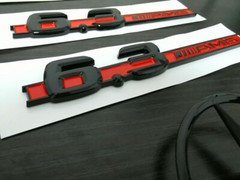 Gloss Black Red C63 AMG and Rear Star Side 6.3 AMG Emblem Badge For W204 507