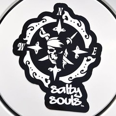Salty Souls Pirate Skull & Compass Die Cut Sticker Decal Salt Surf Fishing Life